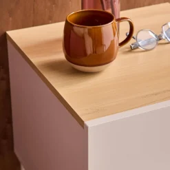 Set of 2 bedside tables metal and wood decor 1 door 1 niche