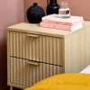 Set of 2 bedside tables with wood and metal effect