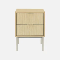 Set of 2 bedside tables with wood and metal effect