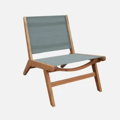 Set of 2 easy chairs acacia wood and textilene
