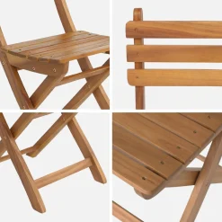 Set of 2 folding acacia garden chairs