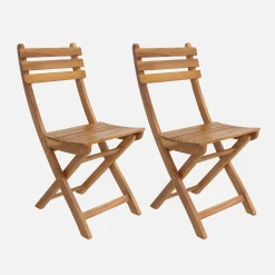Set of 2 folding acacia garden chairs