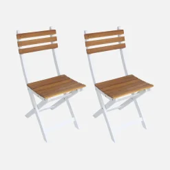 Set of 2 folding acacia garden chairs