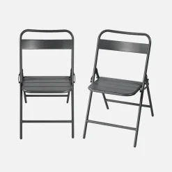 Set of 2 folding steel garden chairs