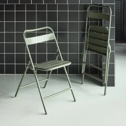 Set of 2 folding steel garden chairs