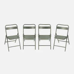 Set of 4 folding steel garden chairs