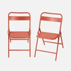 Set of 2 folding steel garden chairs