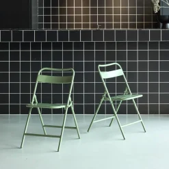 Set of 2 folding steel garden chairs