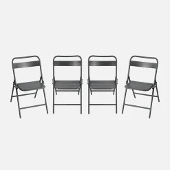 Set of 4 folding steel garden chairs