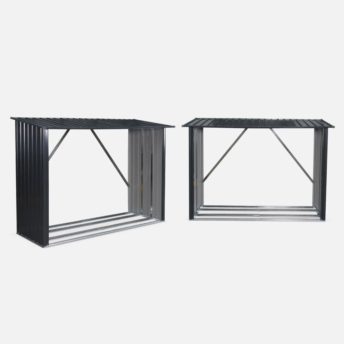 Set of 2 galvanized steel log racks