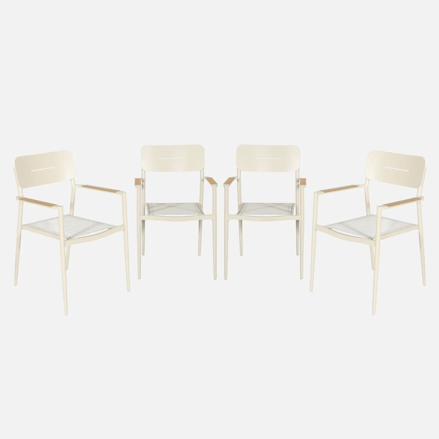 Set of 4 garden armchairs aluminium and textilene