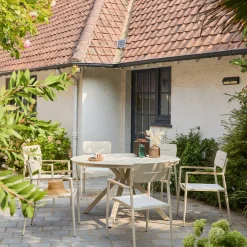 Set of 4 garden armchairs aluminium and textilene