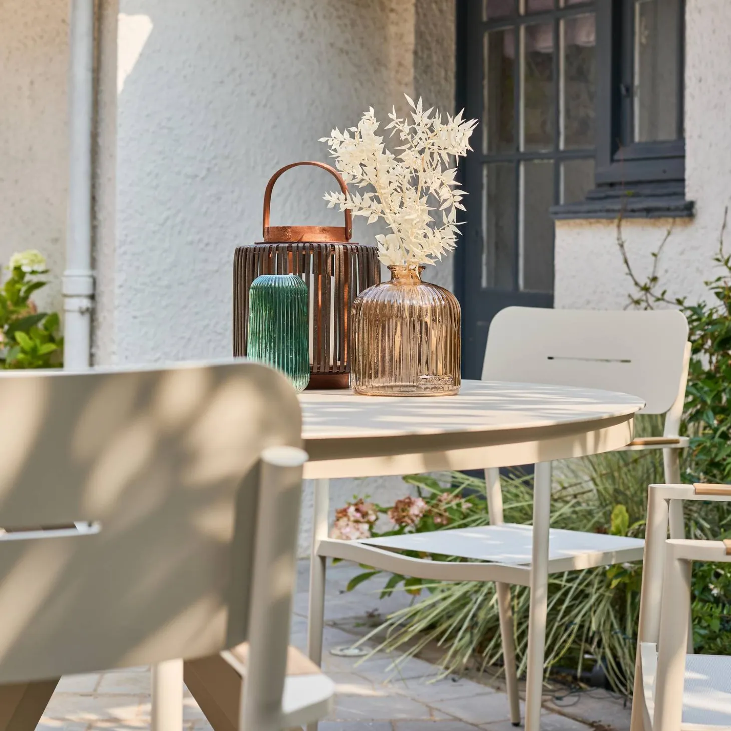 Set of 4 garden armchairs aluminium and textilene