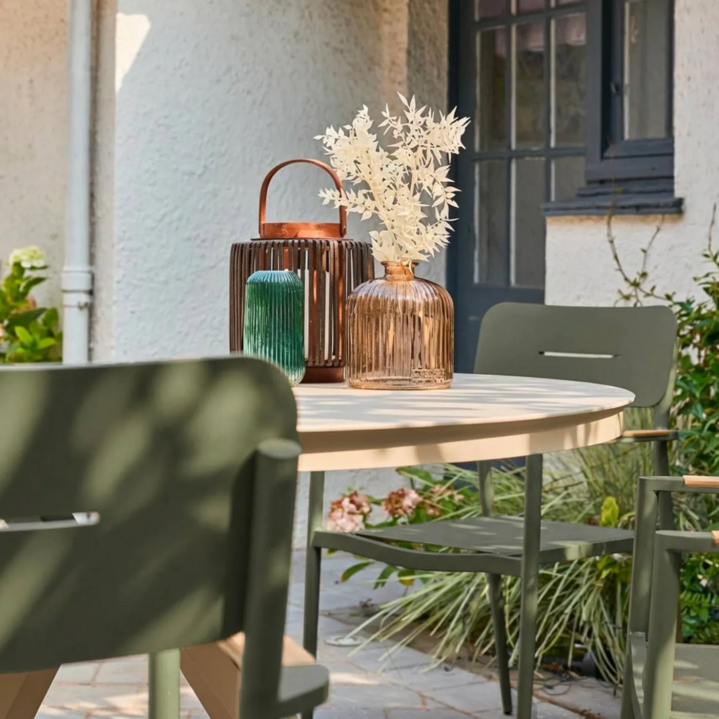 Set of 4 garden armchairs aluminium and textilene