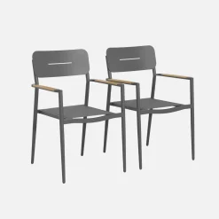 Set of 2 garden armchairs, aluminium and textilene