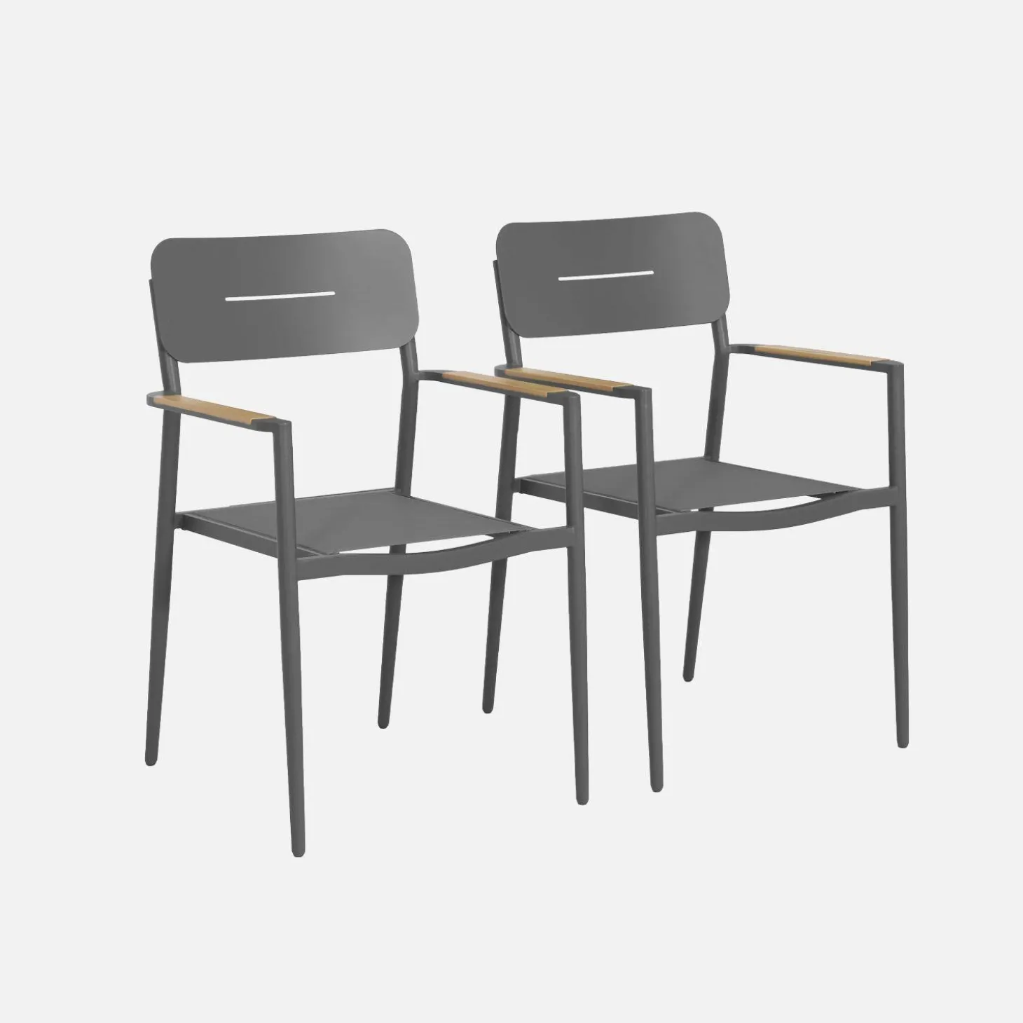 Set of 2 garden armchairs, aluminium and textilene