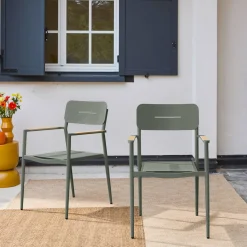 Set of 2 garden armchairs, aluminium and textilene