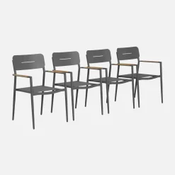 Set of 4 garden armchairs aluminium and textilene