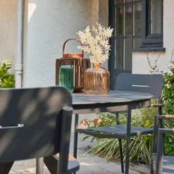 Set of 4 garden armchairs aluminium and textilene