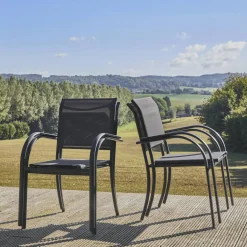 Set of 4 garden chairs in aluminium