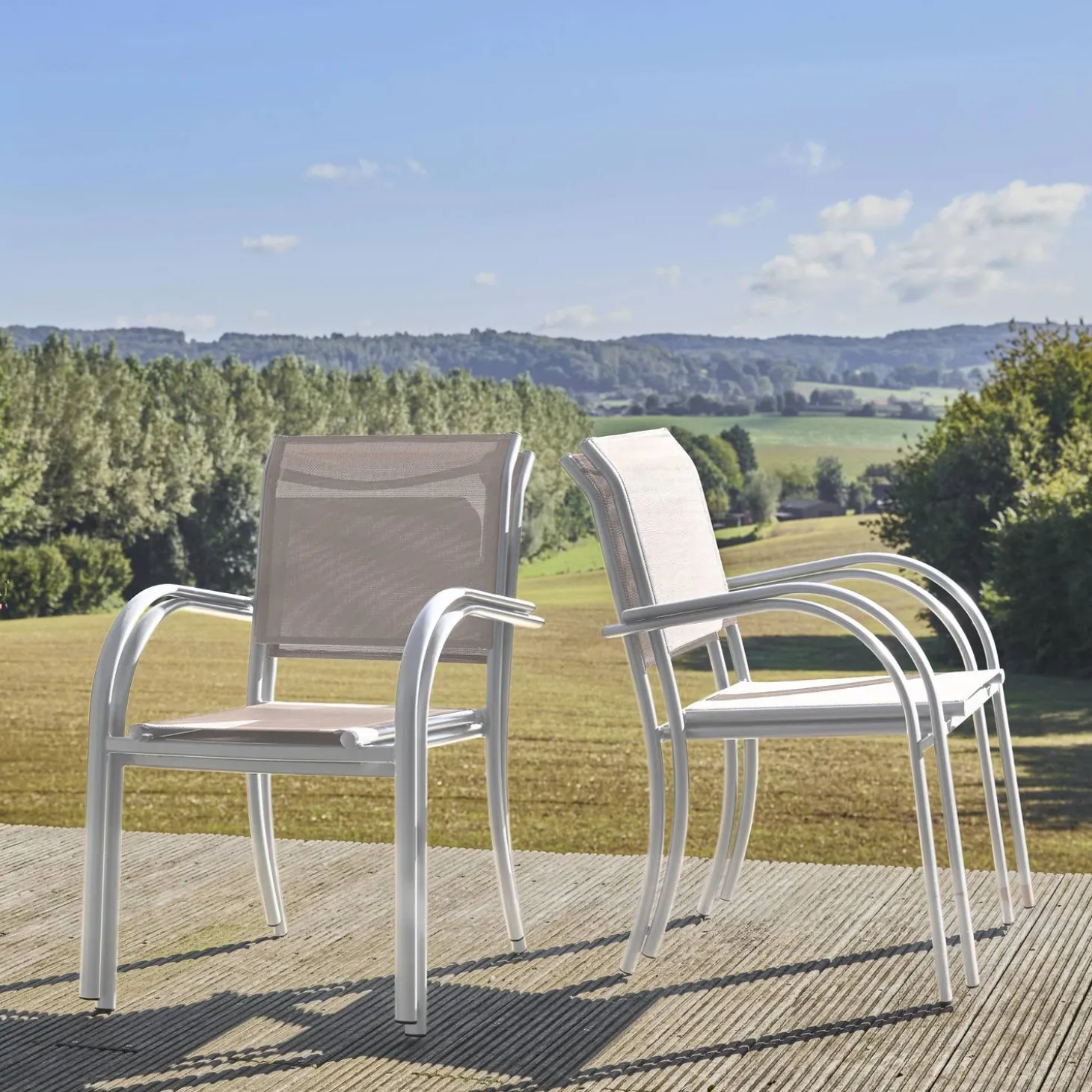 Set of 4 garden chairs in aluminium