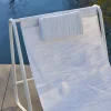 Set of 2 garden lounge chairs with round steel table