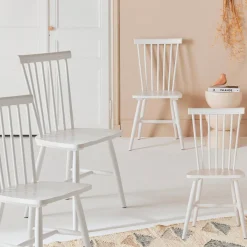 Set of 4 hevea wooden chairs