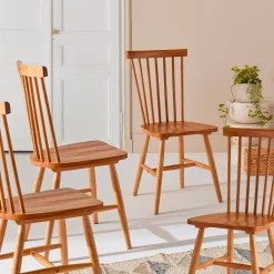 Set of 4 hevea wooden chairs