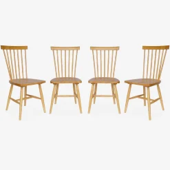 Set of 4 hevea wooden chairs