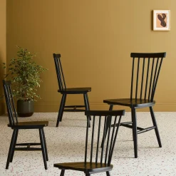 Set of 4 hevea wooden chairs