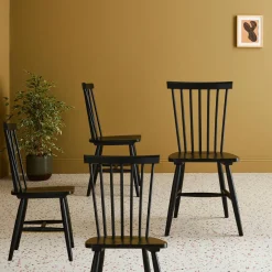 Set of 4 hevea wooden chairs