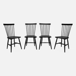 Set of 4 hevea wooden chairs