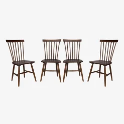 Set of 4 hevea wooden chairs