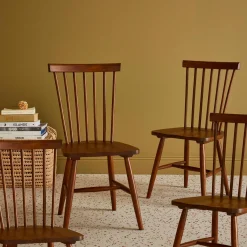 Set of 4 hevea wooden chairs