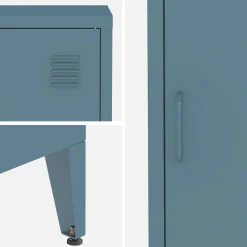 Set of 2 industrial bedside tables, 1 door