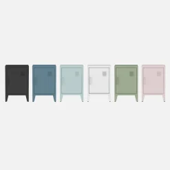 Set of 2 industrial bedside tables, 1 door