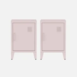 Set of 2 industrial bedside tables, 1 door