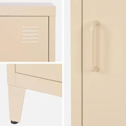 Set of 2 industrial bedside tables, 1 door