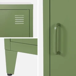 Set of 2 industrial bedside tables, 1 door