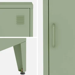 Set of 2 industrial bedside tables, 1 door
