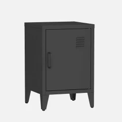 Set of 2 industrial bedside tables, 1 door