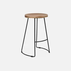 Set of 4 industrial metal and wooden bar stools