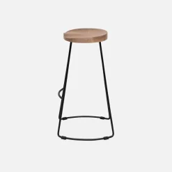 Set of 4 industrial metal and wooden bar stools