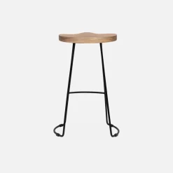 Set of 4 industrial metal and wooden bar stools