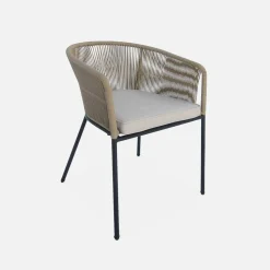 Set of 4 metal and rope garden chairs