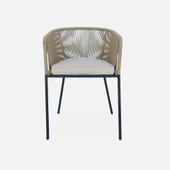 Set of 4 metal and rope garden chairs