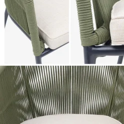 Set of 4 metal and rope garden chairs