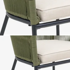 Set of 4 metal and rope garden chairs
