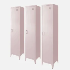 Set of 3 metal cabinets/lockers with 4 storage compartments, industrial-style