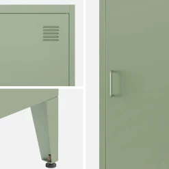 Set of 3 metal cabinets/lockers with 4 storage compartments, industrial-style